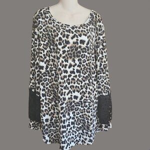 PasileyGrace Leopard Print Women's Top with Black lace Accents